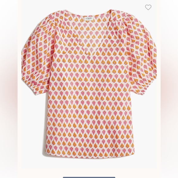 J. Crew Pink and Orange Patterned Blouse Size Medium - Picture 3 of 7